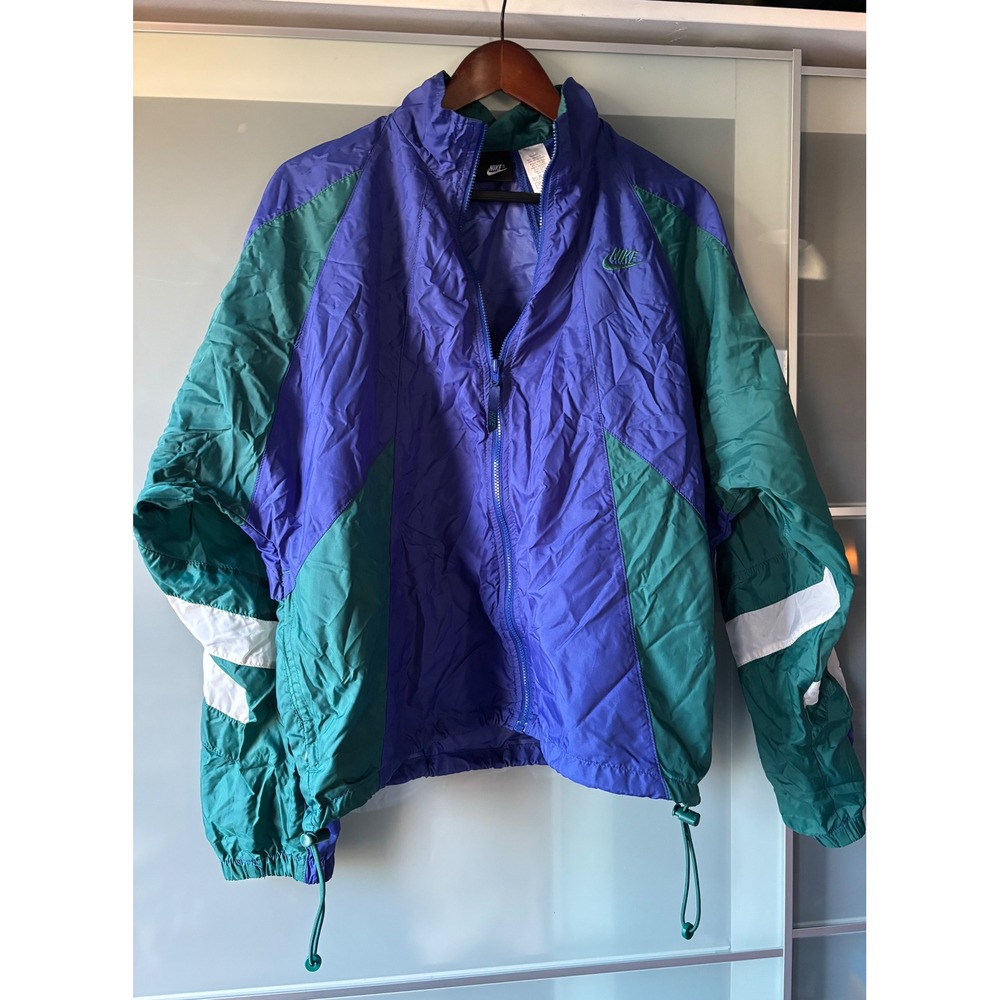 Nike Vintage 90s Colorblock Nylon Windbreaker Jacket Retro Track Zip Medium Y2K‎